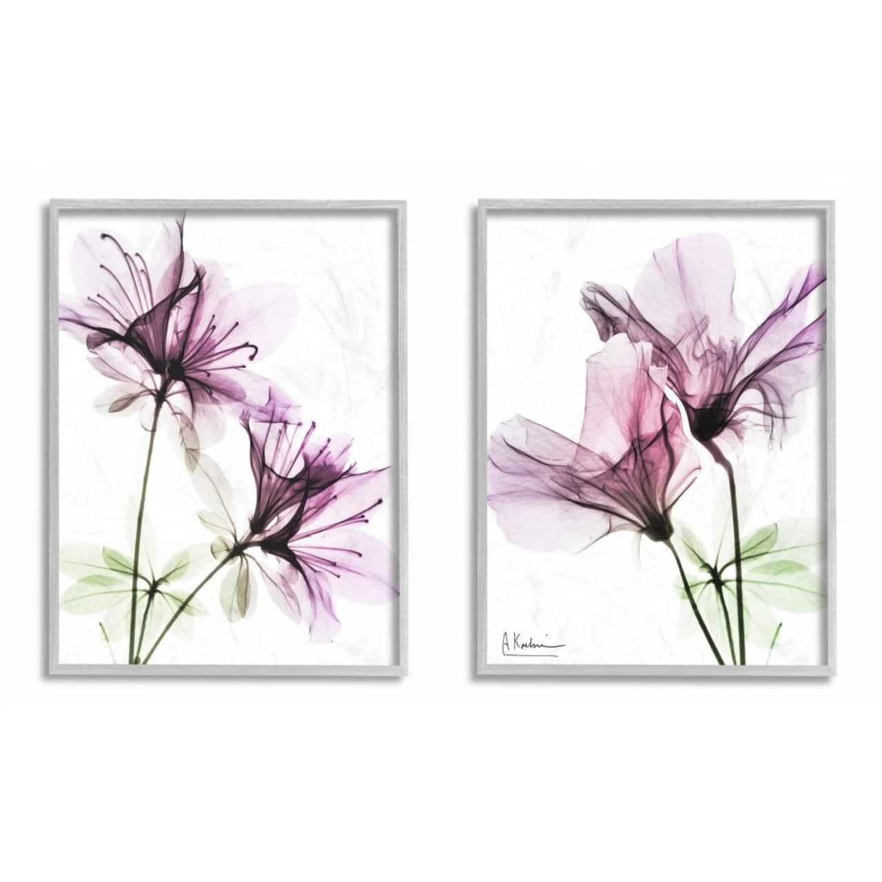 Stupell Industries Purple Flower Bloom Gray Framed Wall Art Set